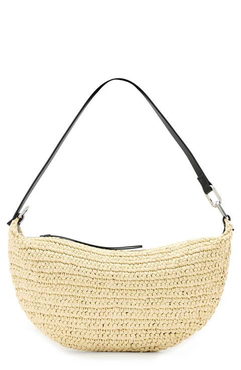 Micro Luna Raffia Shoulder Bag