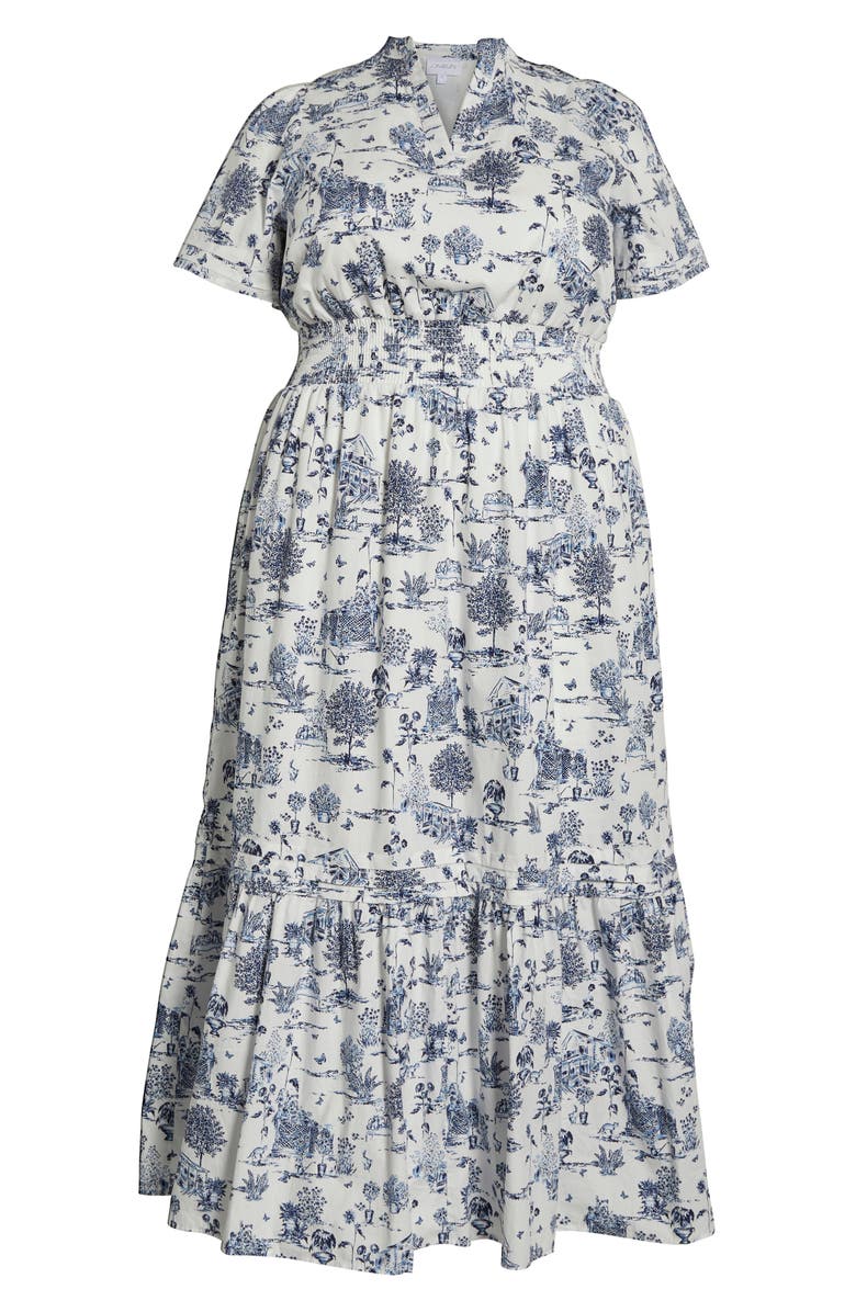 SUGARLIPS Renzo Toile Cotton Poplin Maxi Dress, Alternate, color, White/ Blue/ Multi