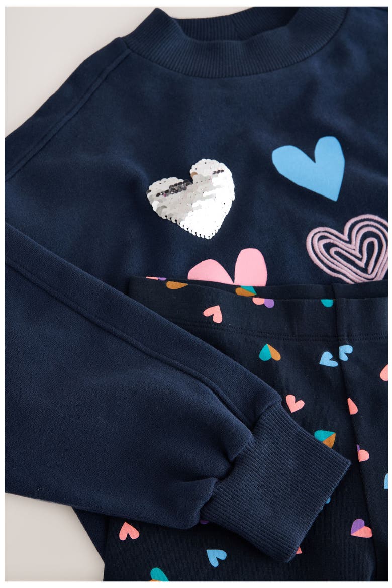 Kids' Sequin Heart Sweatshirt and Leggings Set, Alternate, color, BLUE