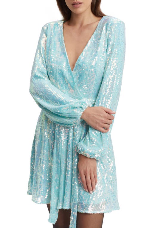 Bardot Bellissa Sequin Long Sleeve Minidress In Aqua