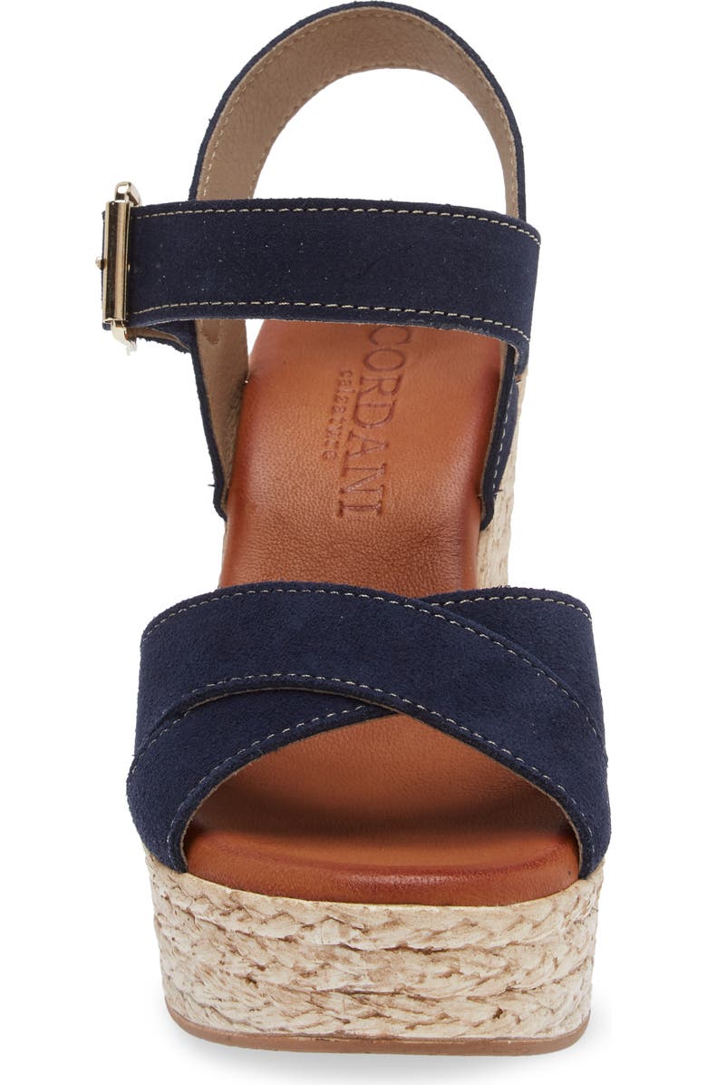 Cordani Brittany Ankle Strap Espadrille Platform Wedge Sandal, Alternate, color, Crosta Navy