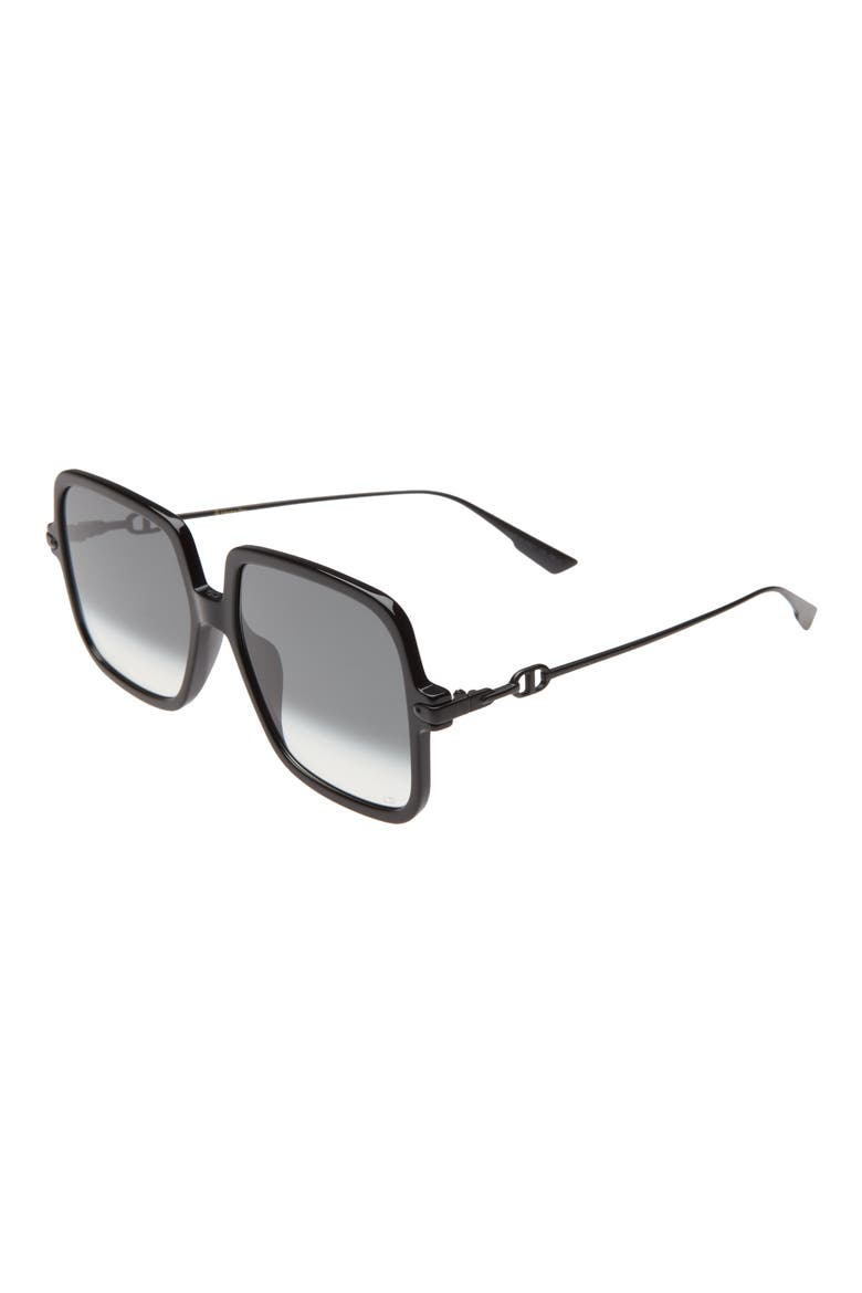 Diorlink1 58mm Gradient Square Sunglasses, Alternate, color, BLACK/ DARK GREY GRADIENT