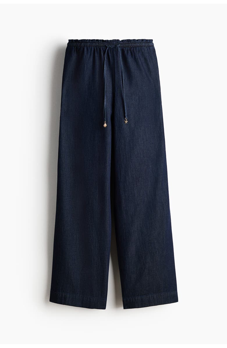 H&M Tie-belt Paper Bag Trousers, Main, color, Dark Denim Blue