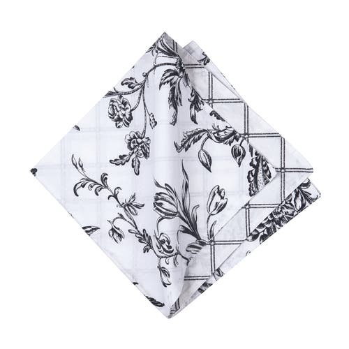 C & F Home C&f Home Bleighton Black Cotton Napkin Machine Washable Set Of 6 In White