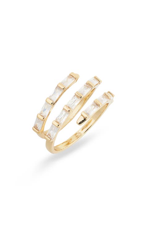 CZ Baguette Coil Ring