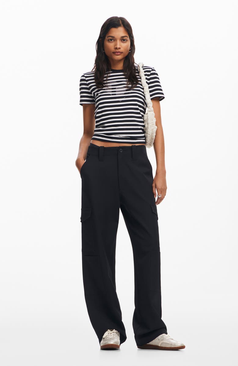 Desigual Daisy Stripe Cotton Graphic T-Shirt, Alternate, color, 