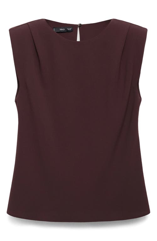 Mango Ruched Strong Shoulder Top In Brown