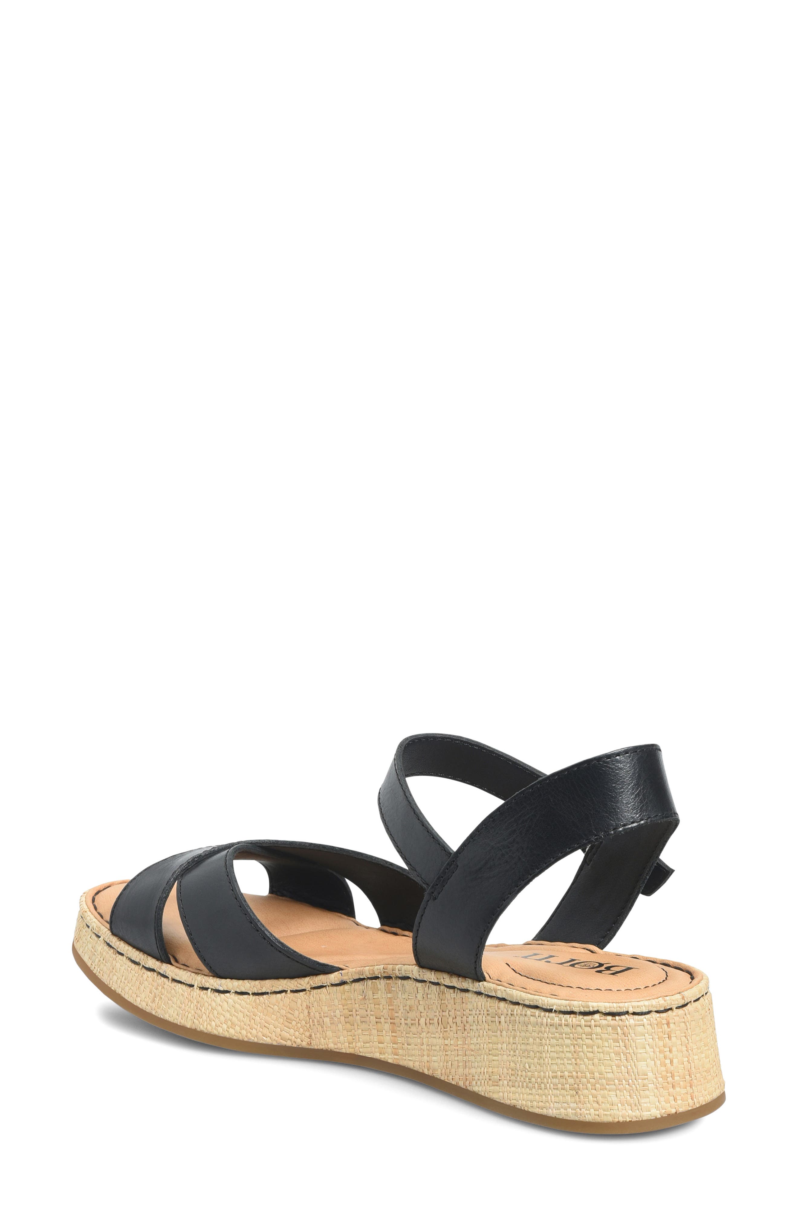 Børn Cannes Platform Wedge Sandal, Alternate, color, Black Leather