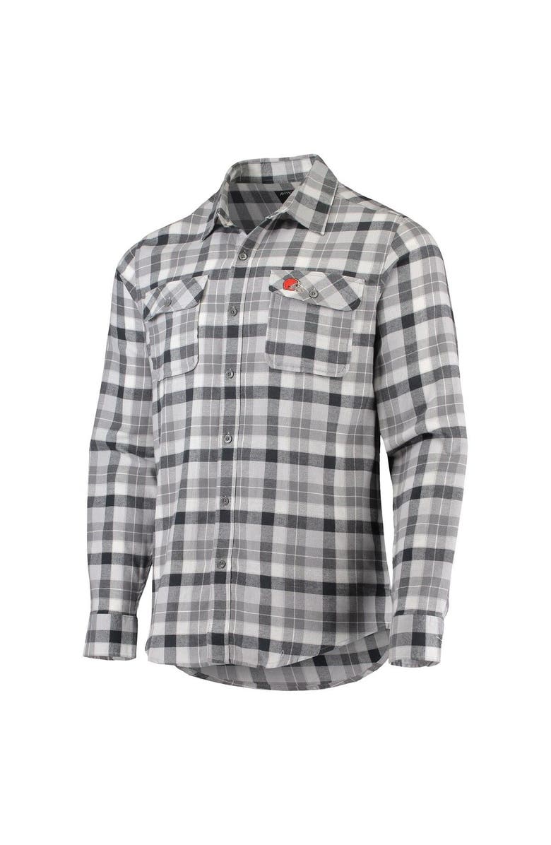 ANTIGUA Men's Antigua Charcoal/Gray Cleveland Browns Ease Flannel Long Sleeve Button-Up Shirt, Alternate, color, 