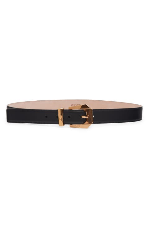 ベルト VERSACE Woman Belt Black 1014415DV3T 1B00V Versace Women's Black 100%Leather Medusa Head Decorated