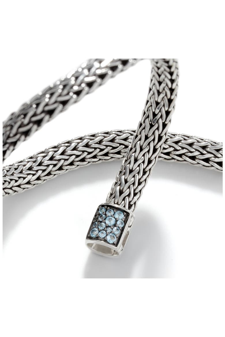 Reversible Icon Bracelet, Sterling Silver, Pavé, 6.5mm, Alternate, color, BLACK SAPPHIRE/ BLUE TOPAZ