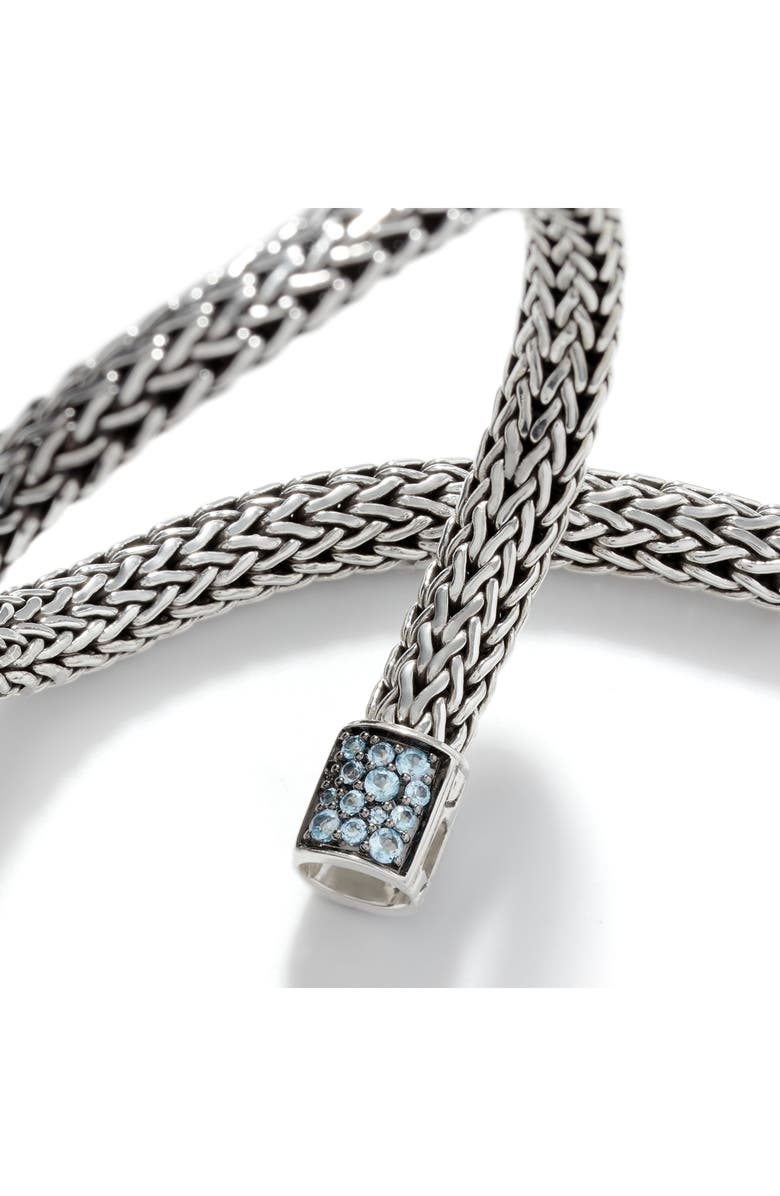 John Hardy Reversible Icon Bracelet, Sterling Silver, Pavé, 6.5mm, Alternate, color, Black Sapphire/ Blue Topaz