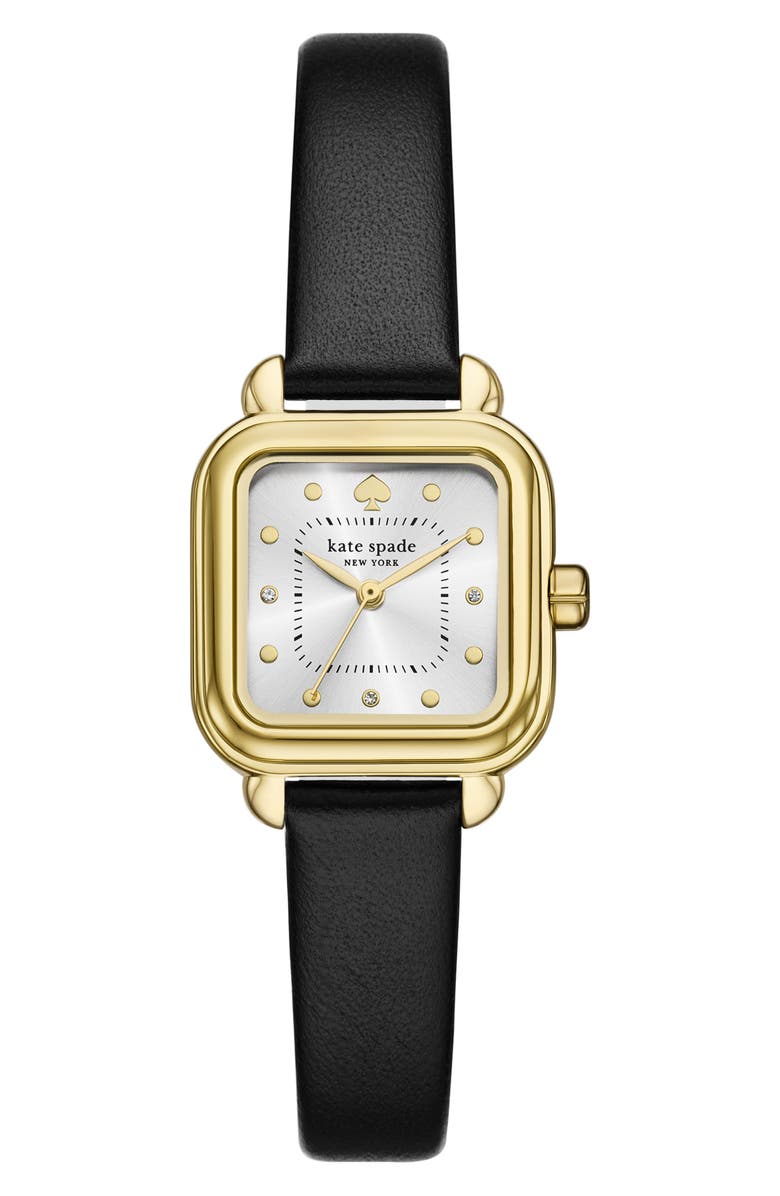 Kate Spade New York Gracie Square Leather Strap Watch, 25mm, Main, color,