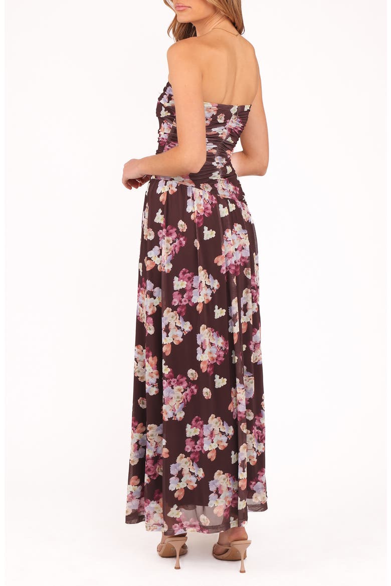 Calypso Floral Strapless Mesh Maxi Dress, Alternate, color, PURPLE FLORAL