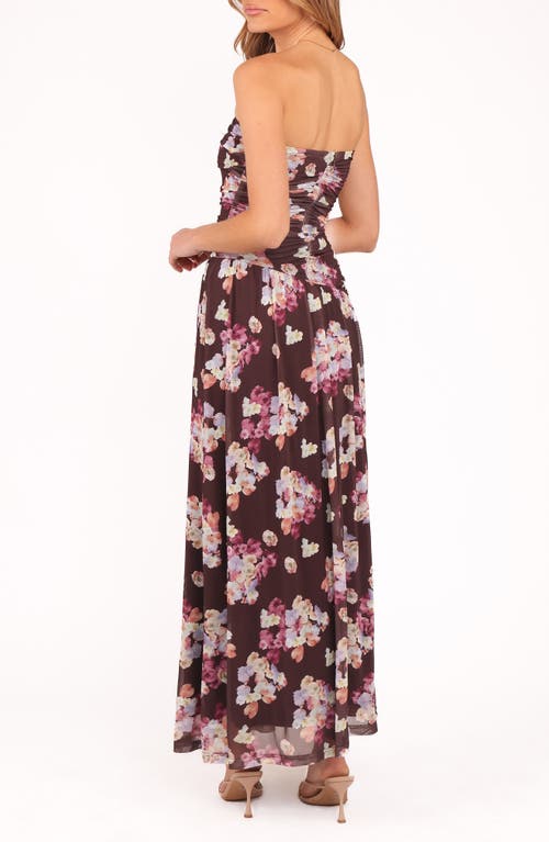 Petal And Pup Petal & Pup Calypso Floral Strapless Mesh Maxi Dress In Brown