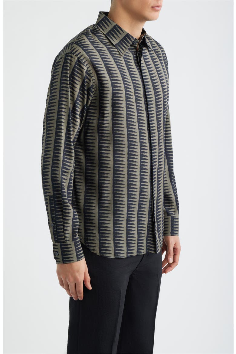 Gro Print Long Sleeve Button-Up Shirt, Alternate, color, FANCY BLUE