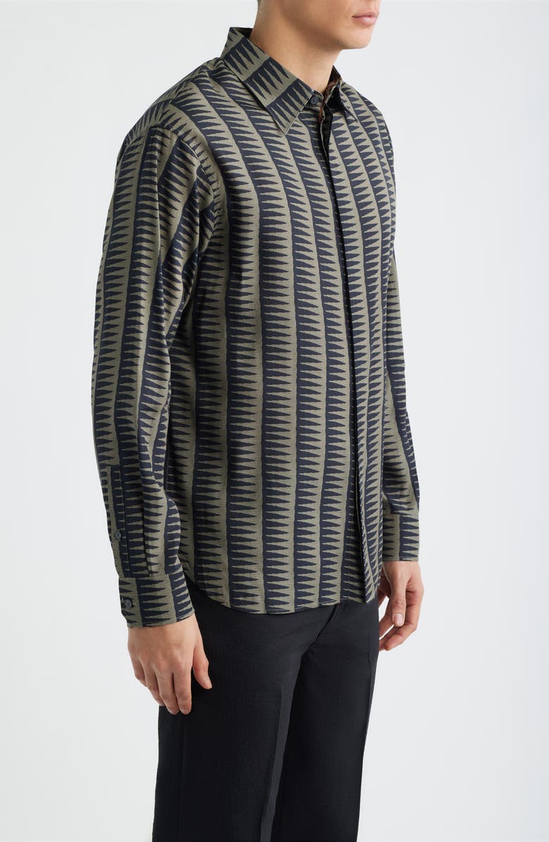 Emporio Armani Gro Print Long Sleeve Button-Up Shirt, Alternate, color, Fancy Blue