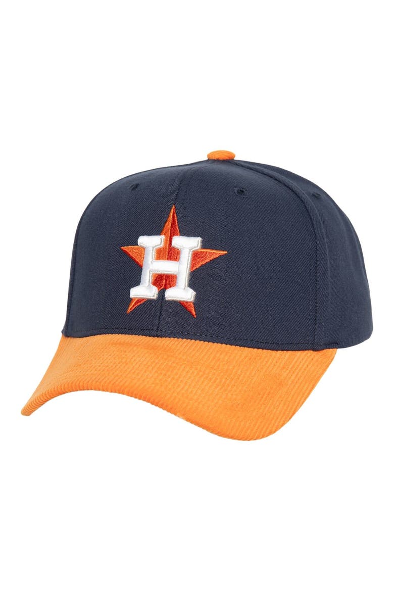 Men's Mitchell & Ness Navy/Orange Houston Astros Corduroy Pro Snapback Hat, Main, color, Navy