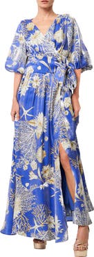 CIEBON Ariella Floral Print Side Tie Maxi Dress