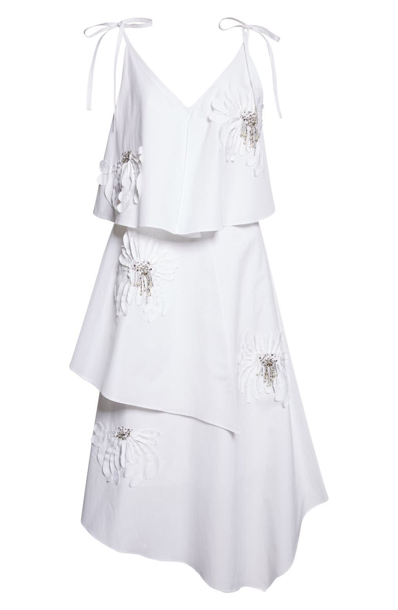 3.1 Phillip Lim Floral Appliqué Layered Midi Dress, Alternate, color, White