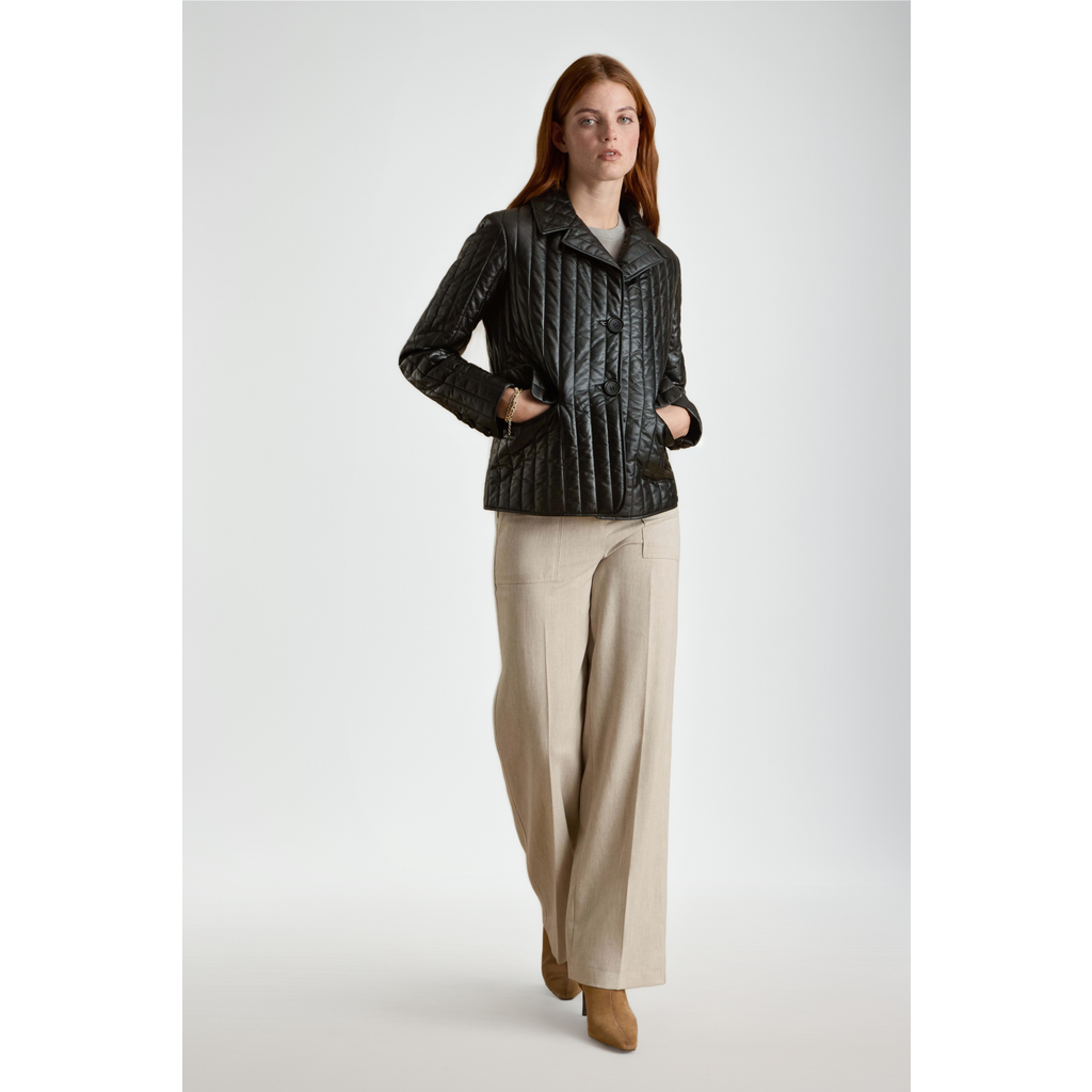 Furniq Uk Tabitha Leather Coat In Black