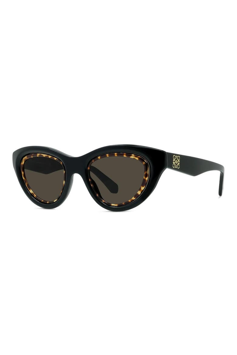 Anagram 53mm Cat Eye Sunglasses, Alternate, color, SHINY BLACK / BROWN