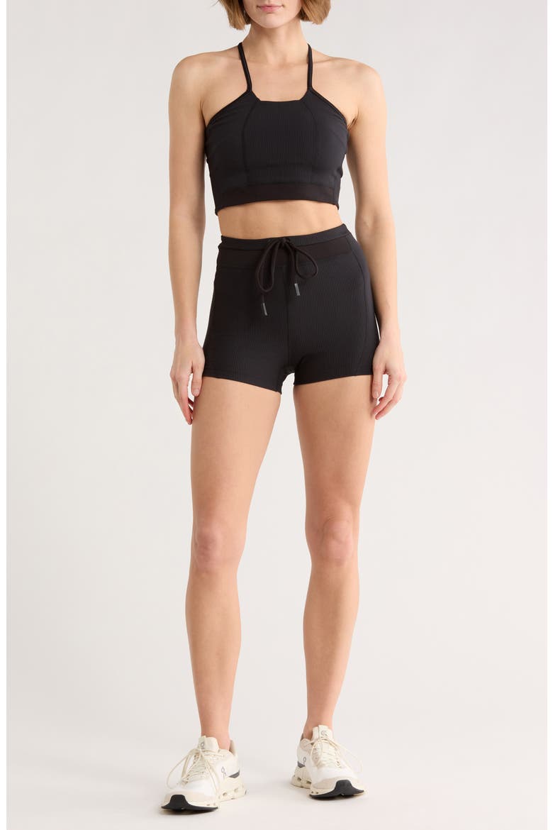 FP Movement Tapped Out Crop Top & Shorts Set, Main, color, BLACK