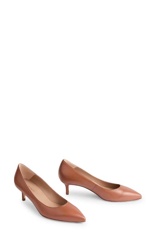 Lk Bennett Audrey Pointed Toe Kitten Heel Pump In Brown