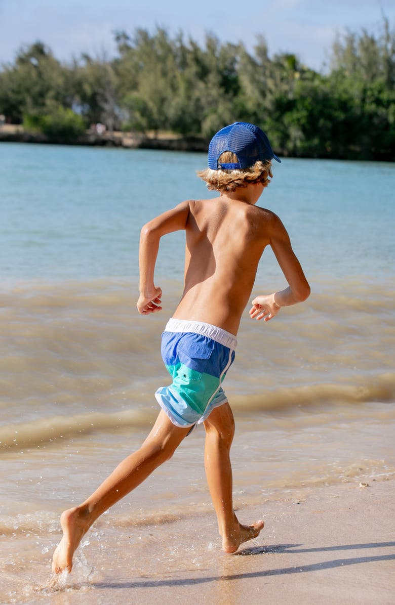 Feather 4 Arrow Kids' Block Stripe Board Shorts, Alternate, color, 