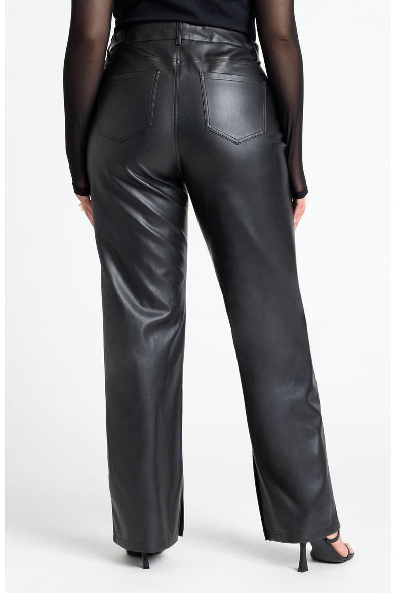 Slit Hem Faux Leather Pant, Alternate, color, BLACK ONYX