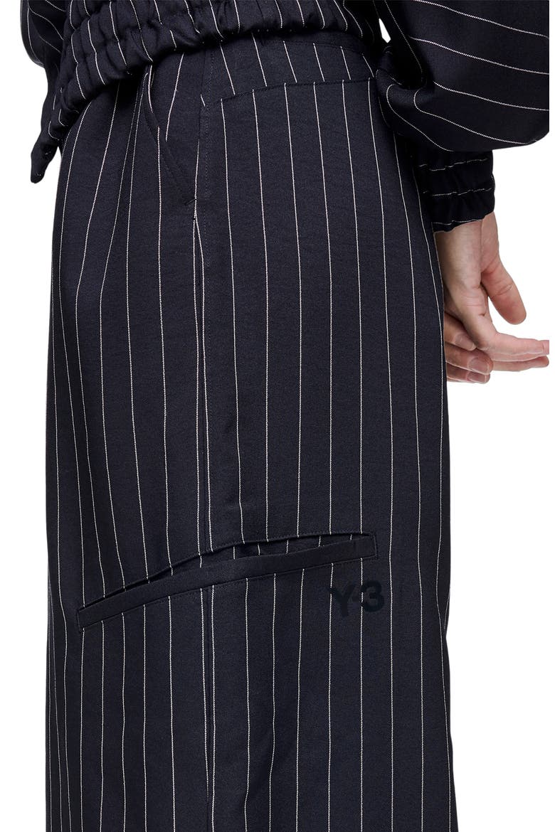 Pinstripe Utility Wide Leg Pants, Alternate, color, BLACK