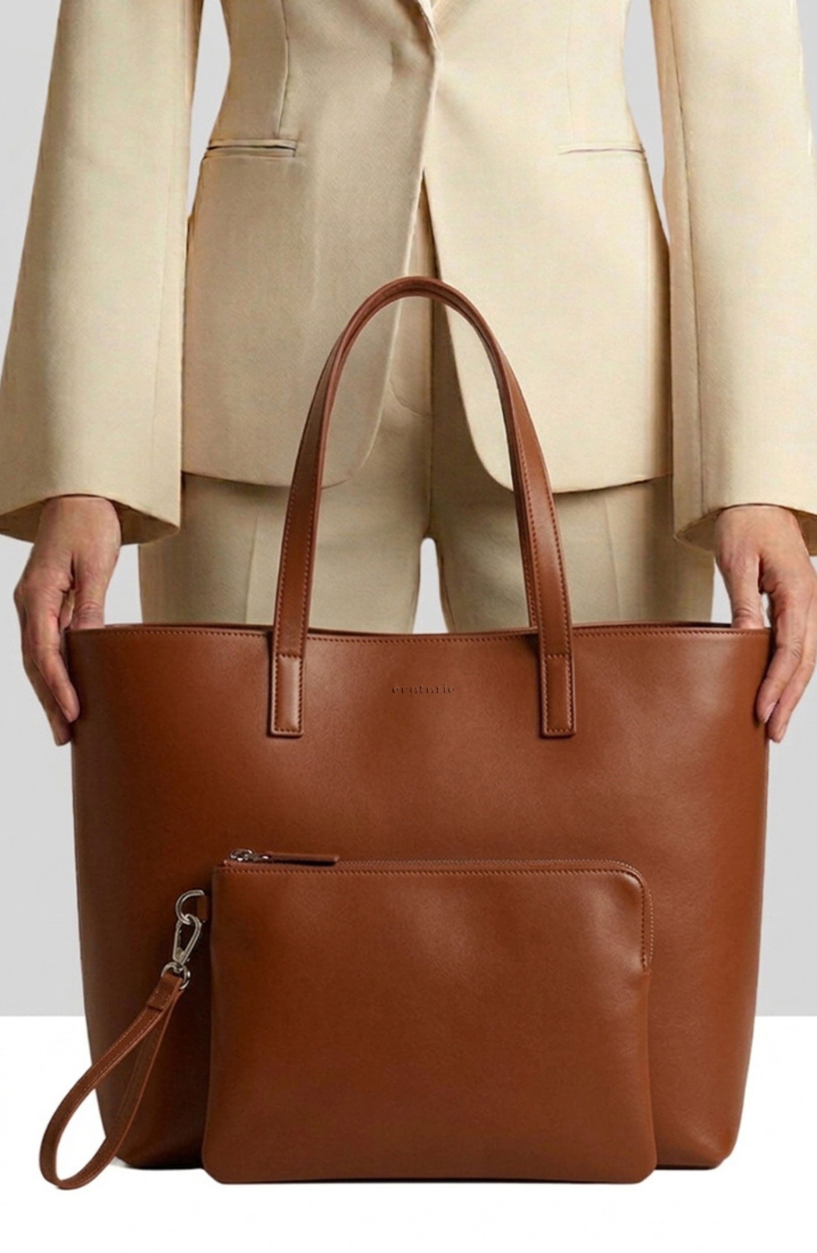 Agatha Leather Tote, Alternate, color, COGNAC