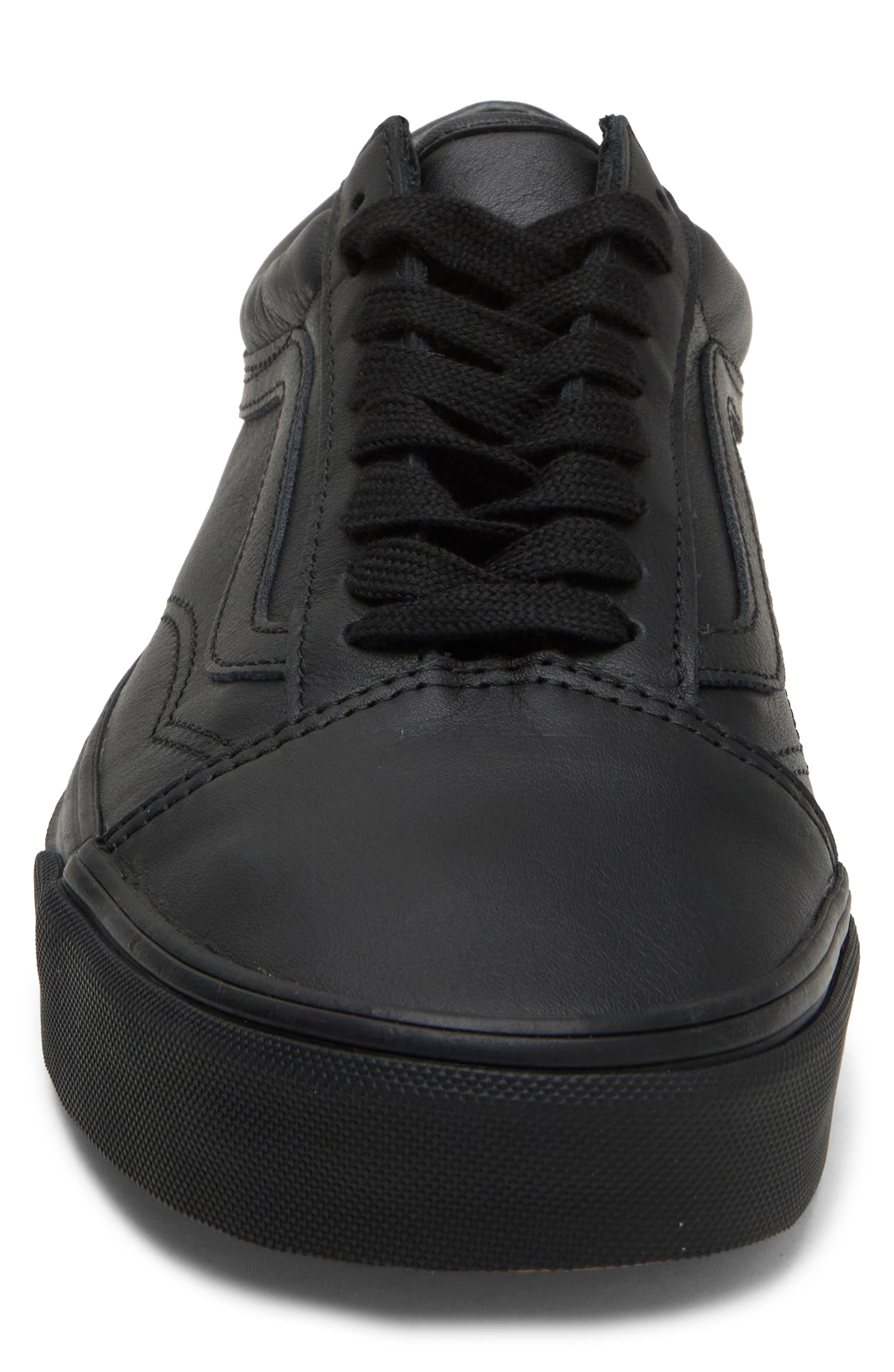 Old Skool Leather Sneaker, Alternate, color, BLACK/ BLACK