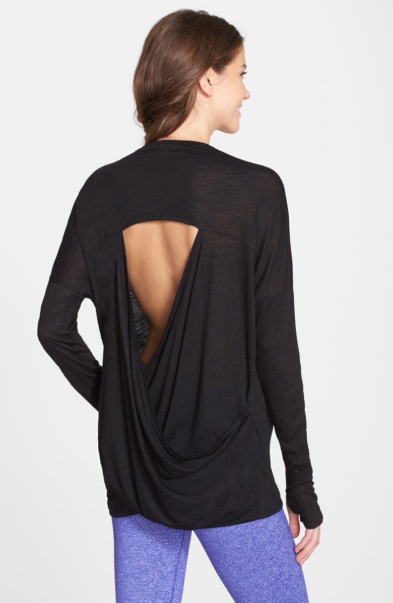 Zella 'Athena' Open Back Drape Cardigan, Main, color, 