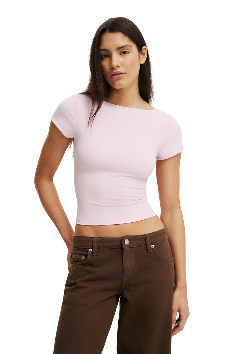 Women's Hold Me Scoop Back Tee, Main, color, Light Pink