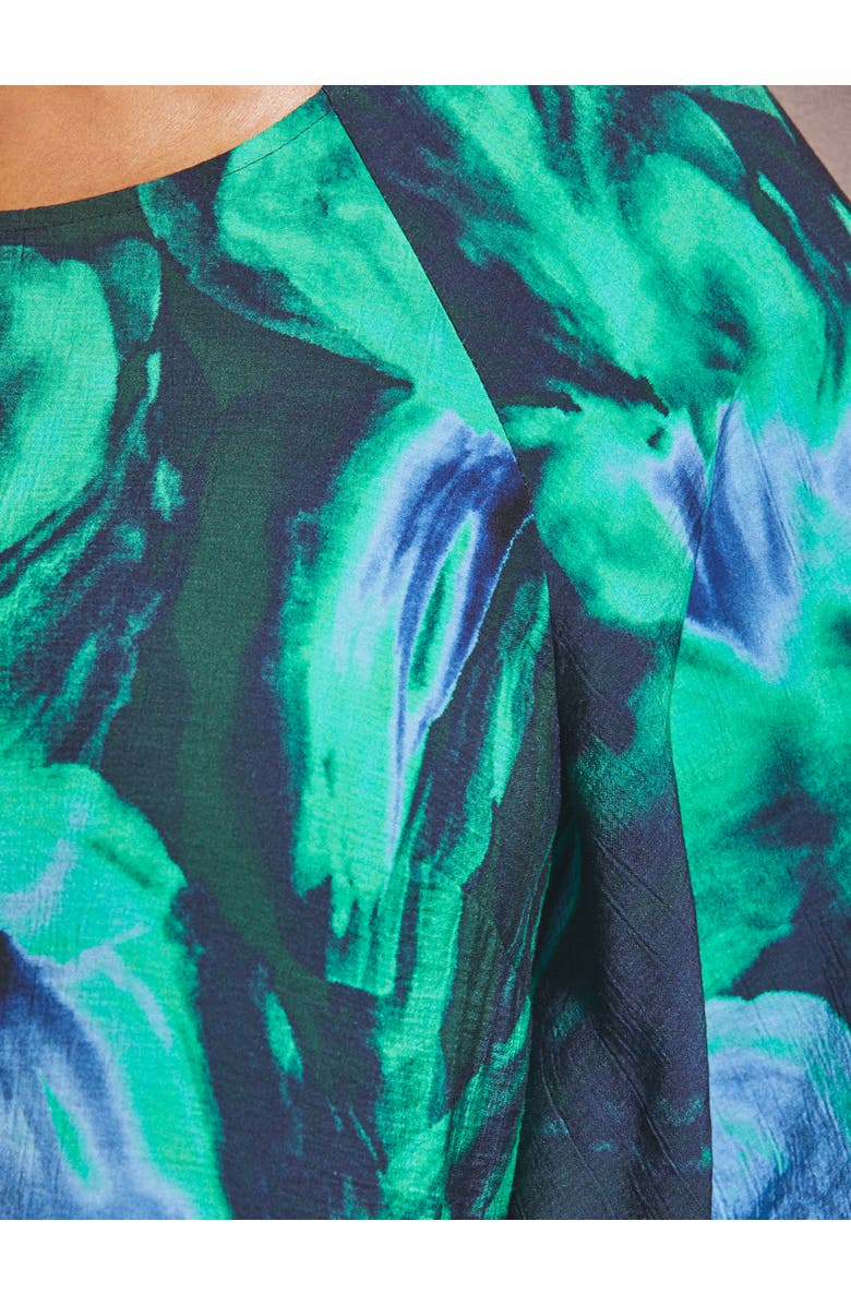 Live Unlimited Green Abstract Print Flutter Sleeve Midi Dress, Alternate, color, Green