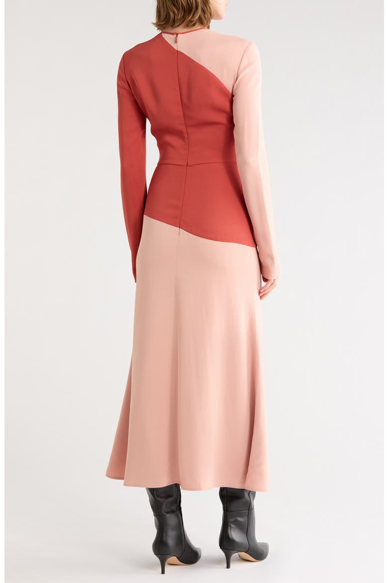 Colorblock Long Sleeve Midi Dress, Alternate, color, BLUSH/ SIENNA