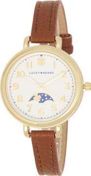 Lucky Brand Round Analog Leather Strap Watch, 34mm