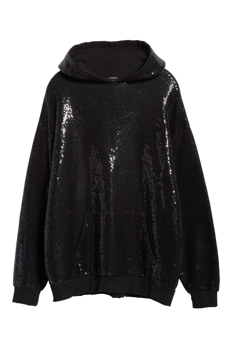 Sequin Hoodie, Alternate, color, BLACK SEQUIN