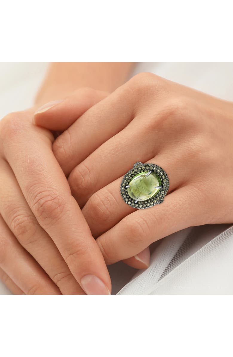 Bliss Diamond 12.21Ct Peridot & Green Tourmaline Heirloom Ring 14k Gold, Alternate, color, 14K White Gold