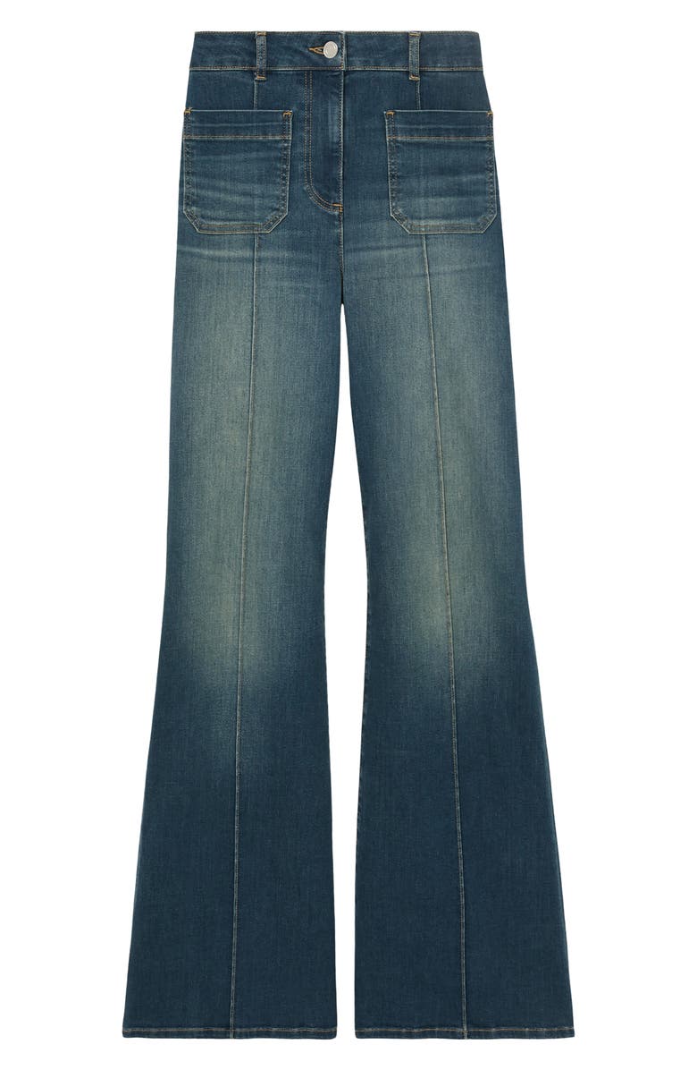 Reiss Sakura Pintuck Patch Pocket Wide Leg Jeans, Alternate, color, Mid Blue