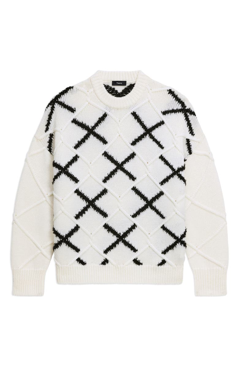 Theory Merino Wool Argyle Sweater, Alternate, color, White Multi