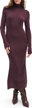Favorite Daughter Be Your Girl Long Sleeve Merino Wool Blend Rib Sweater Dress