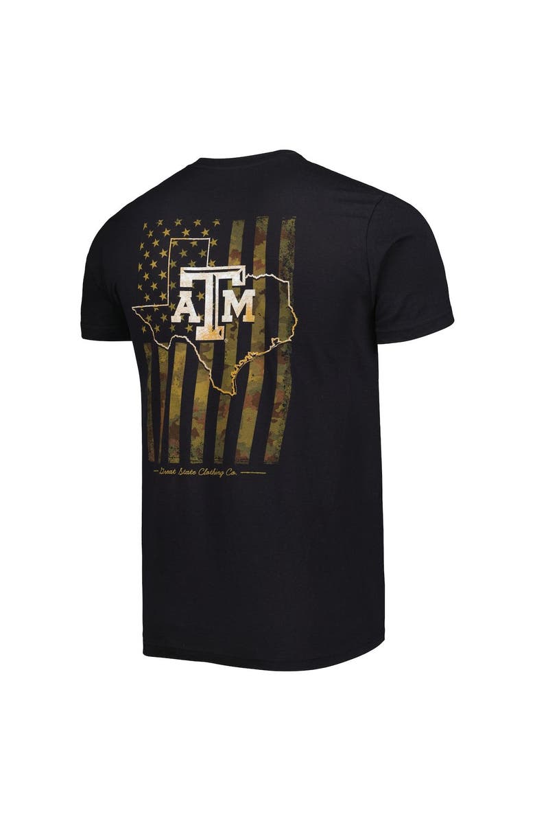 GREAT STATE CLOTHING Men's Black Texas A&M Aggies Camo Flag 2-Hit T-Shirt, Alternate, color, 