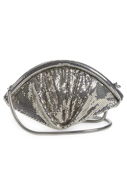 Rabanne Studded Mesh Zip Pochette Clutch Bag In Silver