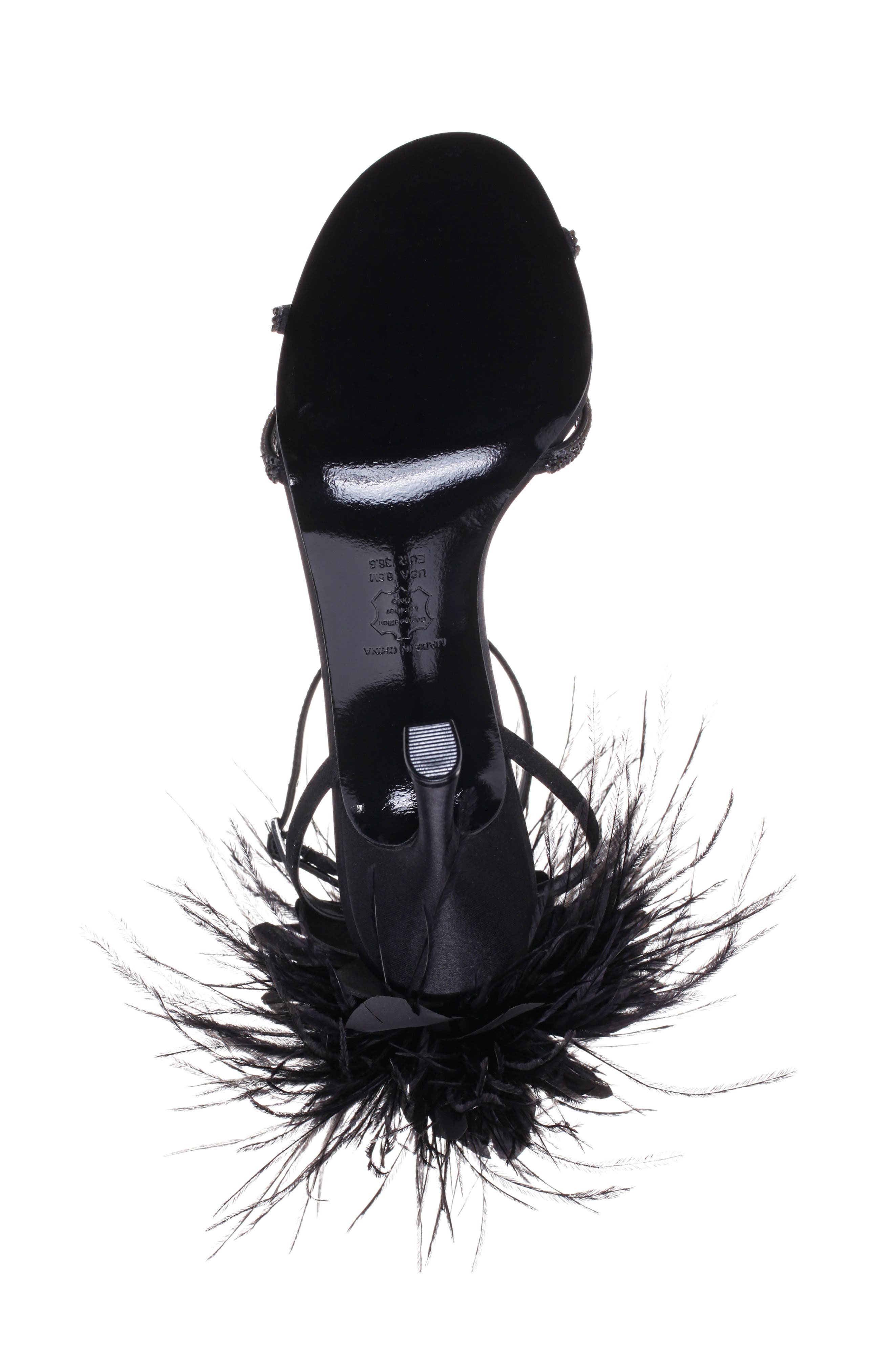 Nina Demi Faux Feather Ankle Strap Sandal, Alternate, color, 