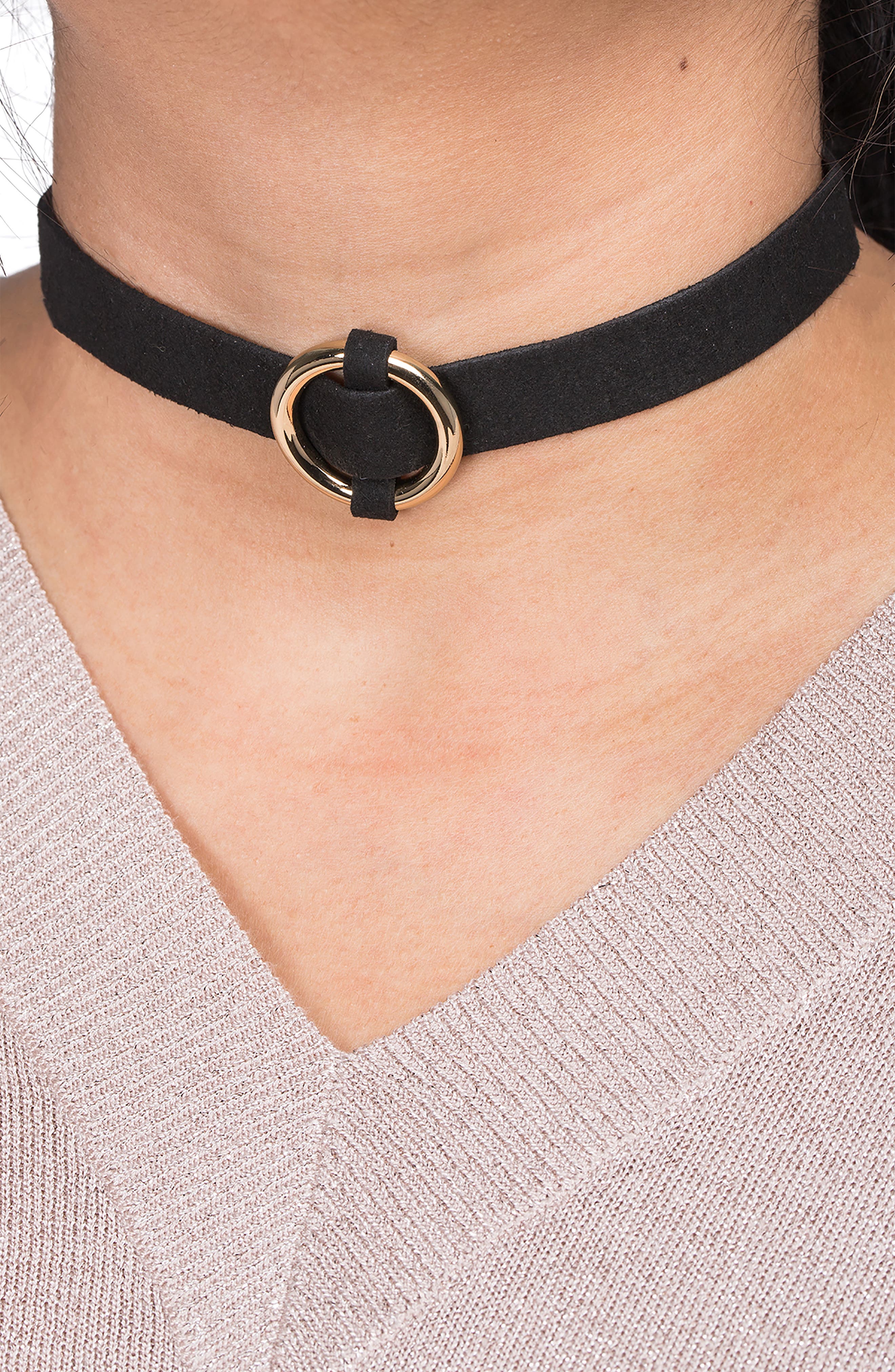 SAACHI O-Ring Leather Choker Necklace (Women) | Nordstromrack