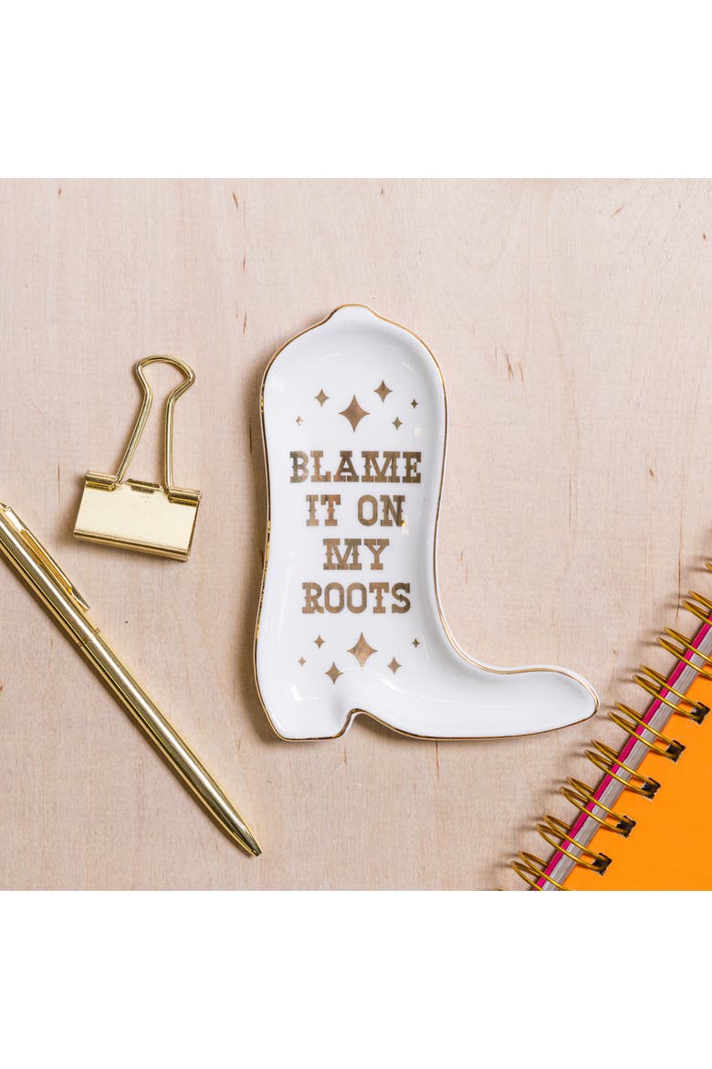 Blame It On My Roots Trinket Tray Ceramic gold, Alternate, color, White