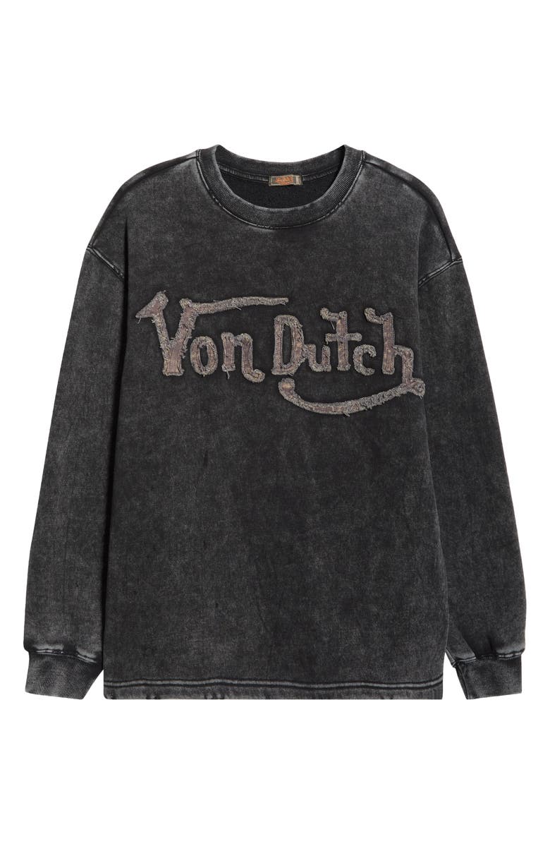 Von Dutch Graphic Logo Sweatshirt, Alternate, color, Jet Black Pigment Wash