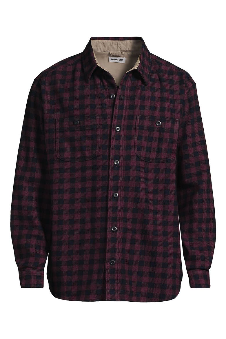 Authentic Flannel Shirt with Corduroy Collar, Alternate, color, Lush Burgundy Check